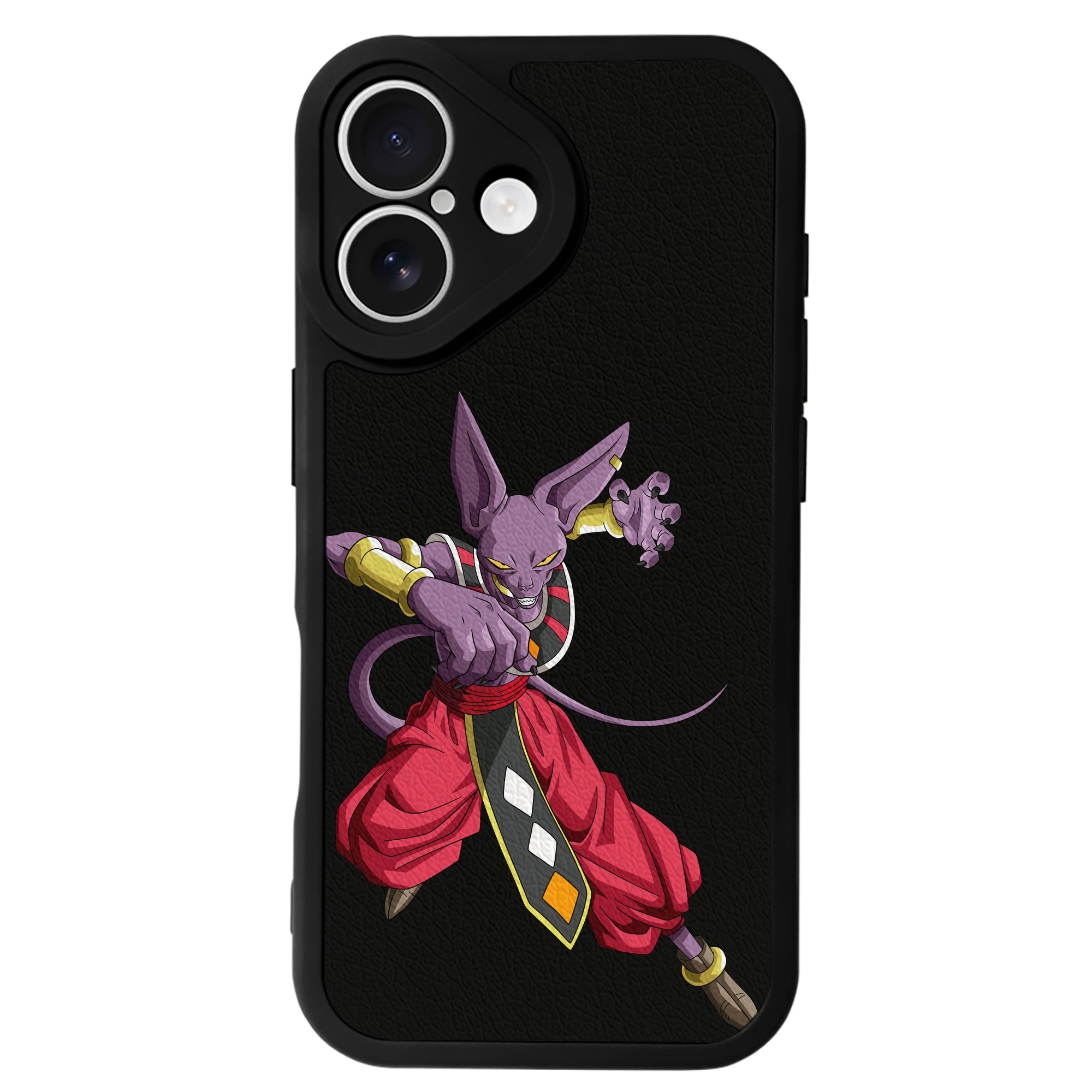 （画像用） ドラゴンボール ビルス 破壊神ビルス DRAGON BALL Beerus Birusu 【iPhone 16シリーズ対応】シリコンスマホケース（レザー調） 材質：シリコン